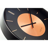 Retro II Round Metal Wall Clock 25cm - Black & Copper