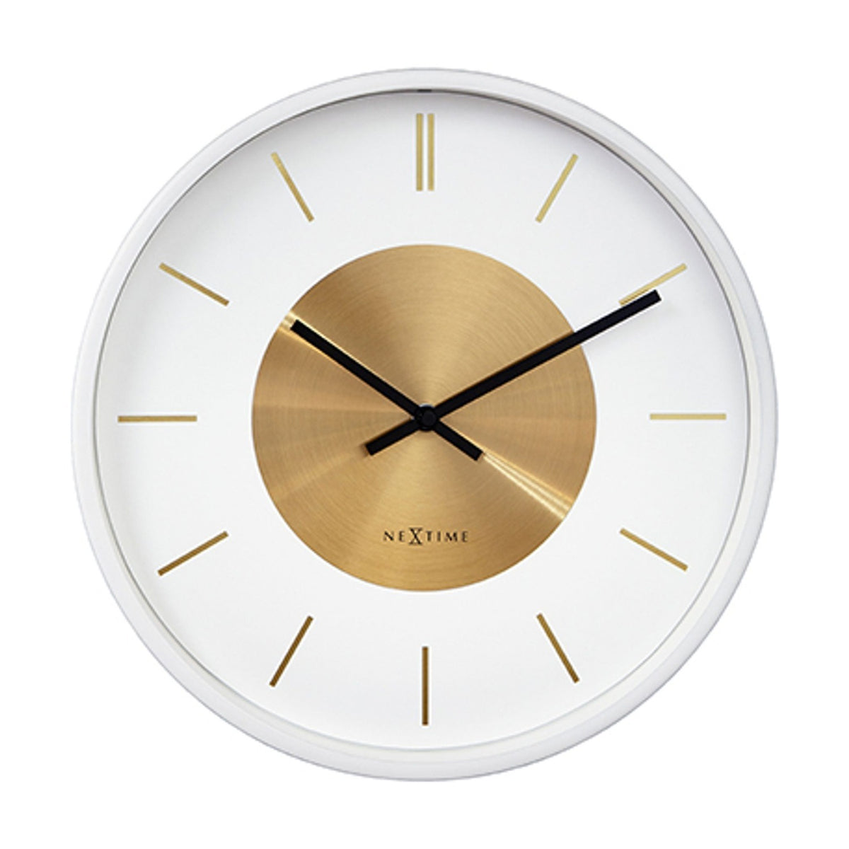 Retro II Round Metal Analogue Wall Clock 25cm - White & Gold