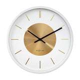 Retro II Round Metal Analogue Wall Clock 25cm - White & Gold