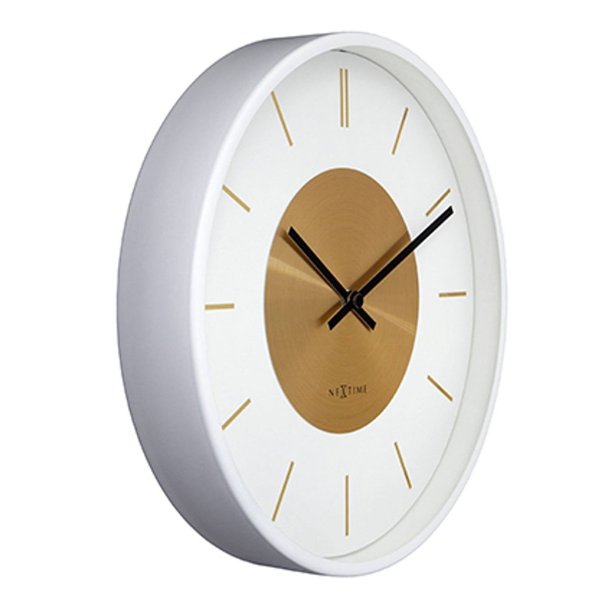 Retro II Round Metal Analogue Wall Clock 25cm - White & Gold