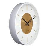 Retro II Round Metal Analogue Wall Clock 25cm - White & Gold