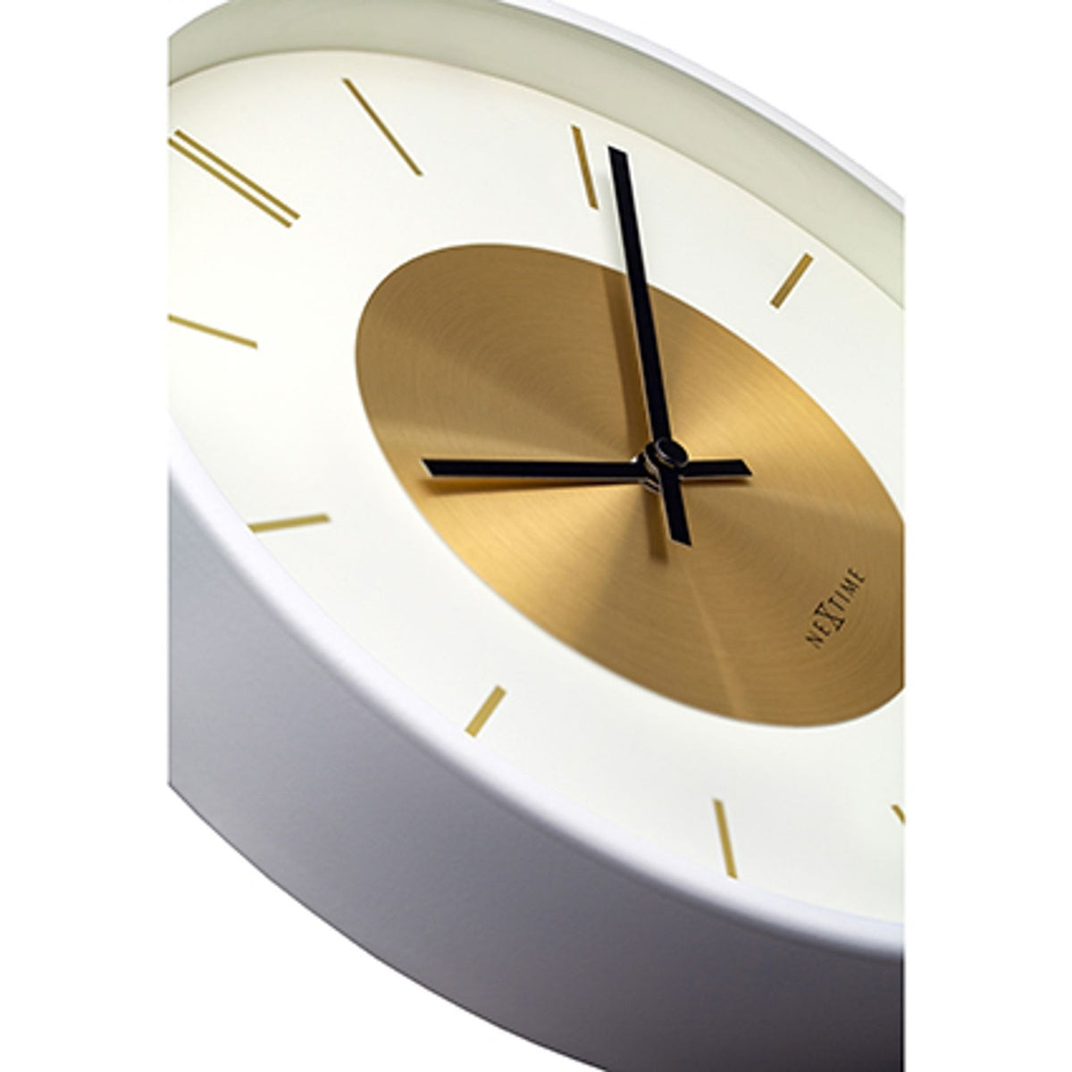 Retro II Round Metal Analogue Wall Clock 25cm - White & Gold