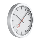 Station Aluminium Wall Clock with White Face 35cm - Silver
