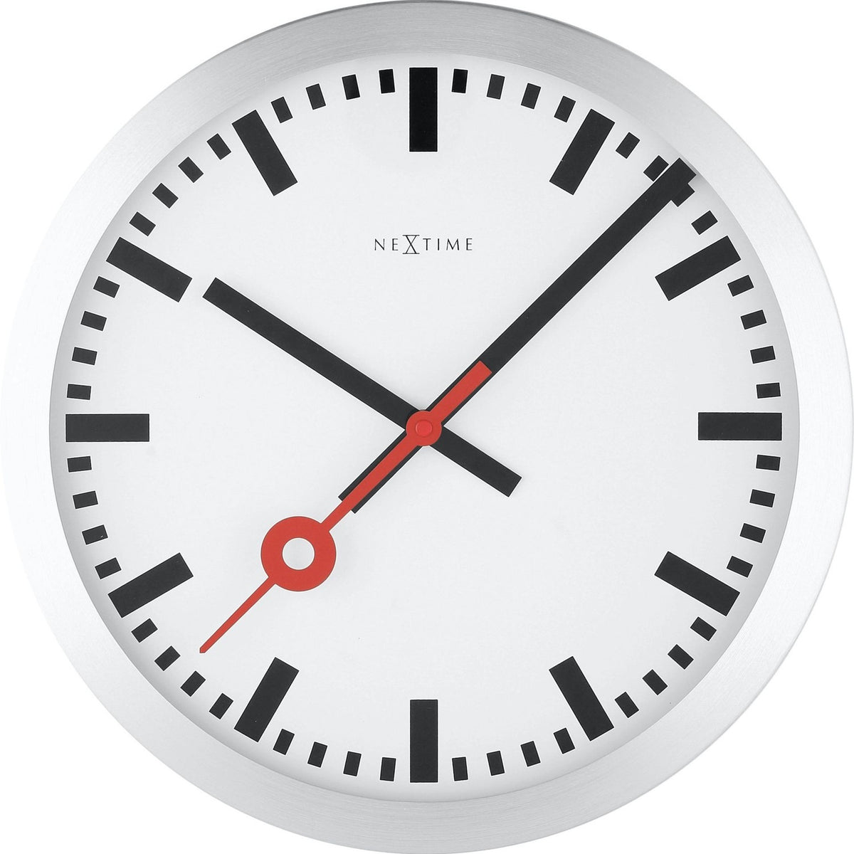 Station Aluminium Wall Clock with White Face 35cm - Silver