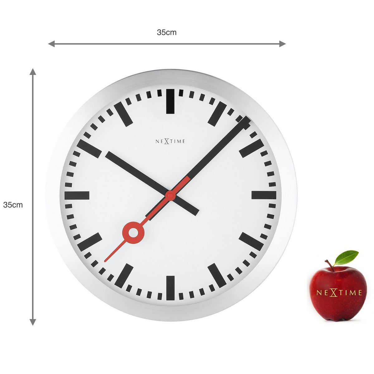 Station Aluminium Wall Clock with White Face 35cm - Silver