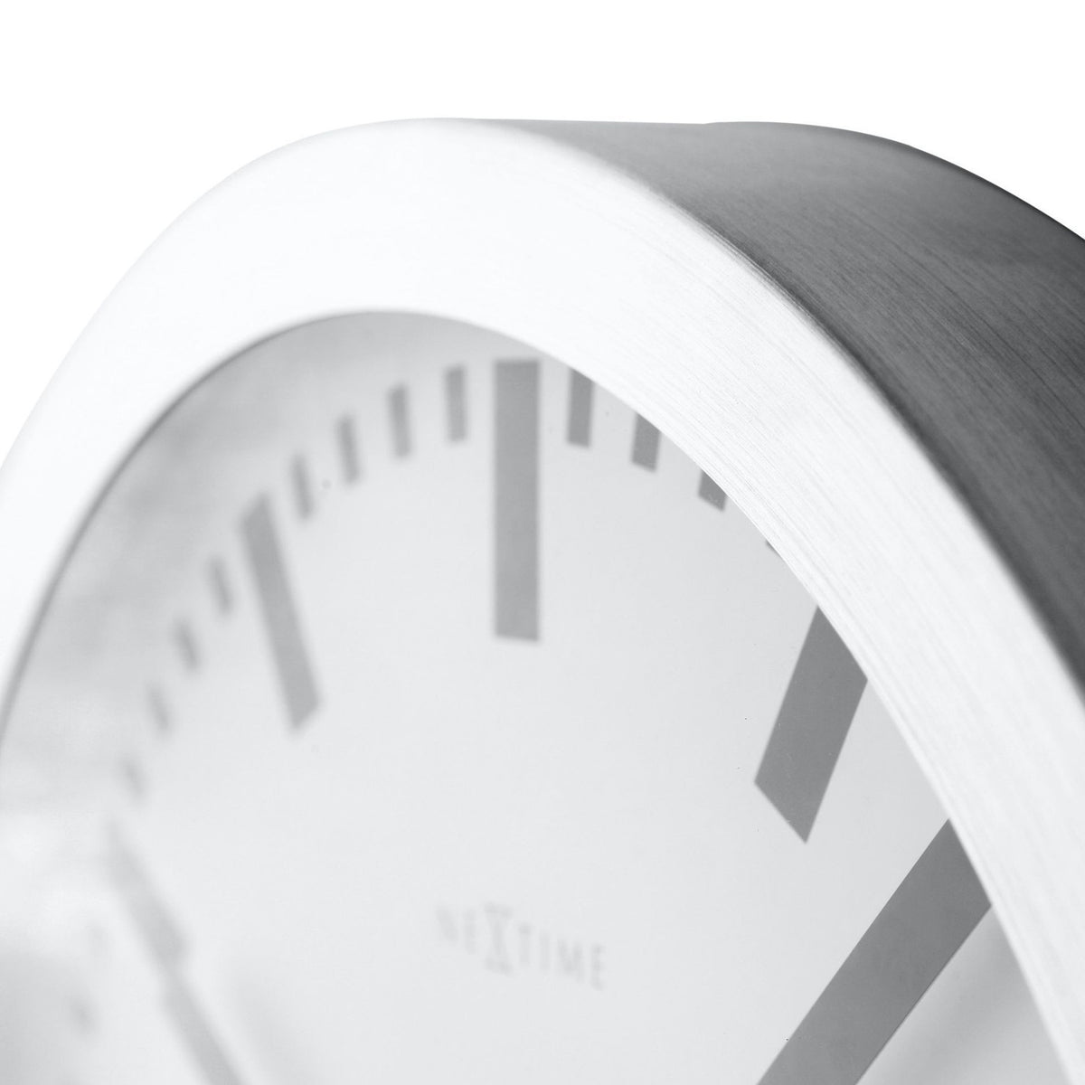 Station Aluminium Wall Clock with White Face 35cm - Silver