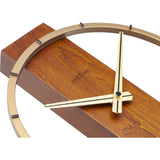 Open Ring Wooden and Steel Table or Wall Clock 34cm - Brown