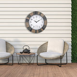 Tiled Indoor/Outdoor Thermometer Wall Clock 43.5cm - Grey