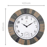 Tiled Indoor/Outdoor Thermometer Wall Clock 43.5cm - Grey