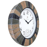 Tiled Indoor/Outdoor Thermometer Wall Clock 43.5cm - Grey