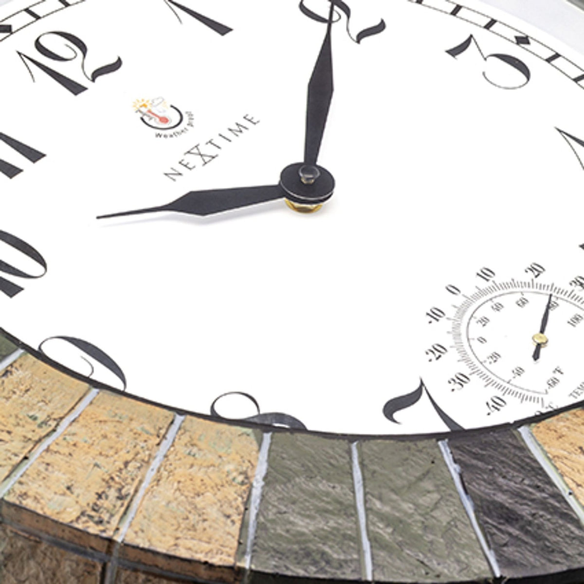 Tiled Indoor/Outdoor Thermometer Wall Clock 43.5cm - Grey