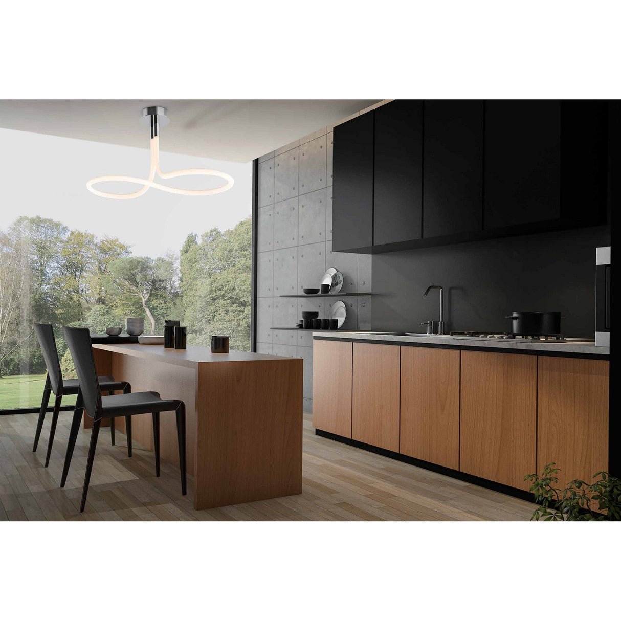 Nur II LED Linear Semi-Flush Ceiling Light 50W 3000K – Chrome