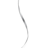 The Nur Dimmable LED Floor Lamp 20W 3000K in Silver & Chrome features a single, narrow metallic ribbon twisting in an elegant S-shape, adding stylish ambient lighting to any room.