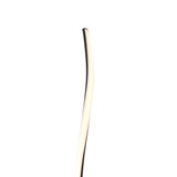 The Nur Dimmable LED Floor Lamp 20W 2800K in Brown Oxide features a tall, slender, gently curved design with a glowing white light strip—ideal for contemporary spaces.