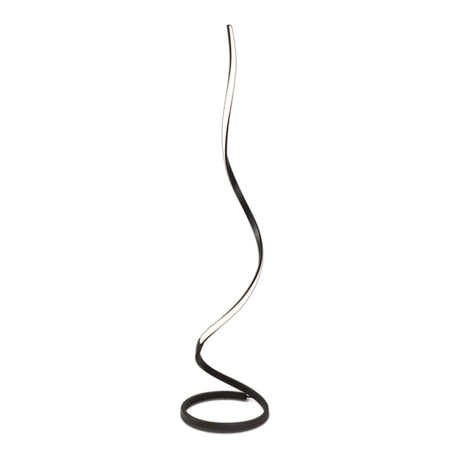 The Nur Dimmable LED Floor Lamp 20W 2800K in Brown Oxide features a modern spiral design with an integrated LED strip on a circular base, ideal for contemporary lighting.