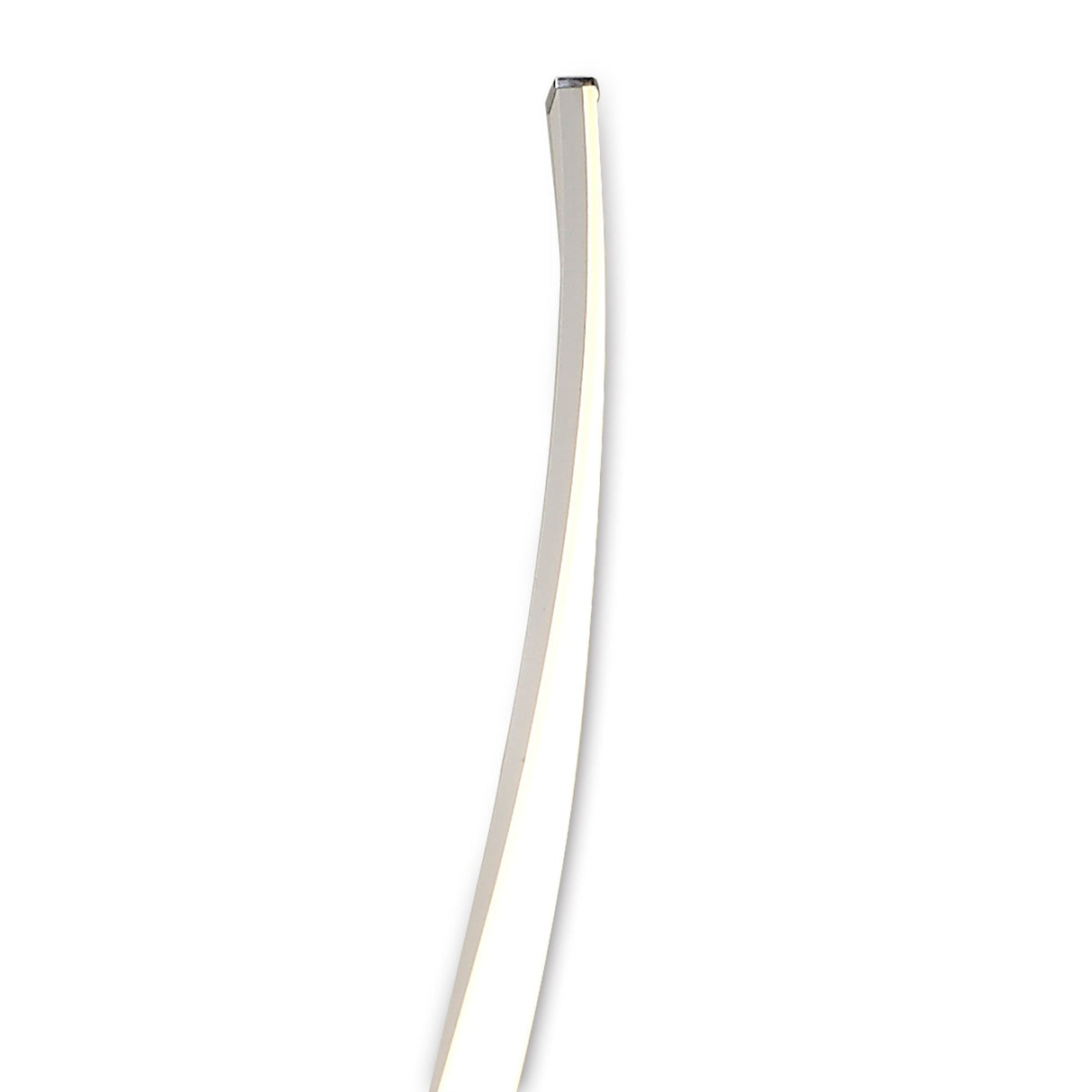 A close-up of the Nur II Dimmable LED Floor Lamp 22W 4000K in white shows its sleek, thin metallic edge against a white background, highlighting its modern and energy-efficient design.