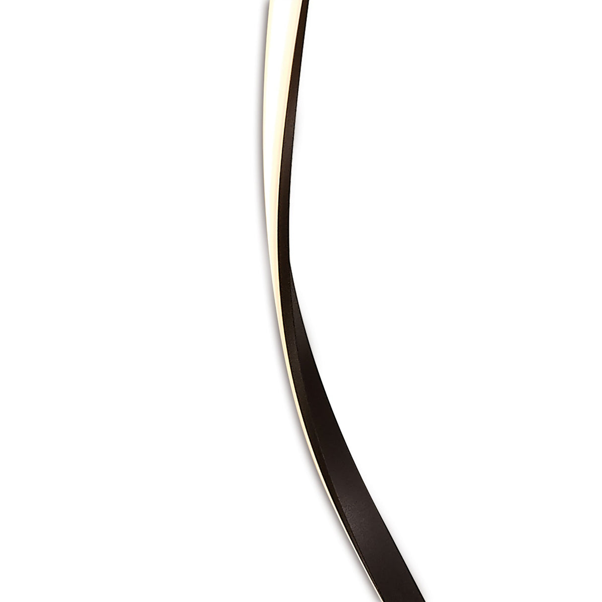 The Nur Blanco XL Dimmable LED Floor Lamp 20W 2800K in Brown Oxide features a sleek, modern curve with ambient white lighting—ideal for contemporary interiors, shown close-up on a plain white background.