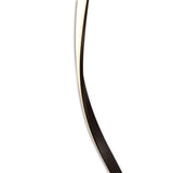 The Nur Blanco XL Dimmable LED Floor Lamp 20W 2800K in Brown Oxide features a sleek, modern curve with ambient white lighting—ideal for contemporary interiors, shown close-up on a plain white background.