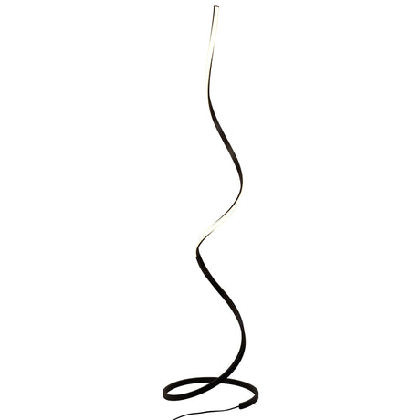 The Nur Blanco XL Dimmable LED Floor Lamp 20W 2800K in Brown Oxide features a tall, slender twisted design with ambient lighting along its curve—an ideal modern accent for contemporary interiors.