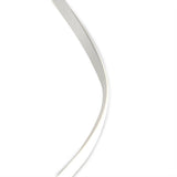 The Nur Blanco XL Dimmable LED Floor Lamp 20W 3000K in White features a sleek, curved design with a minimalist, modern aesthetic, and its reflective finish stands out against a plain white background.