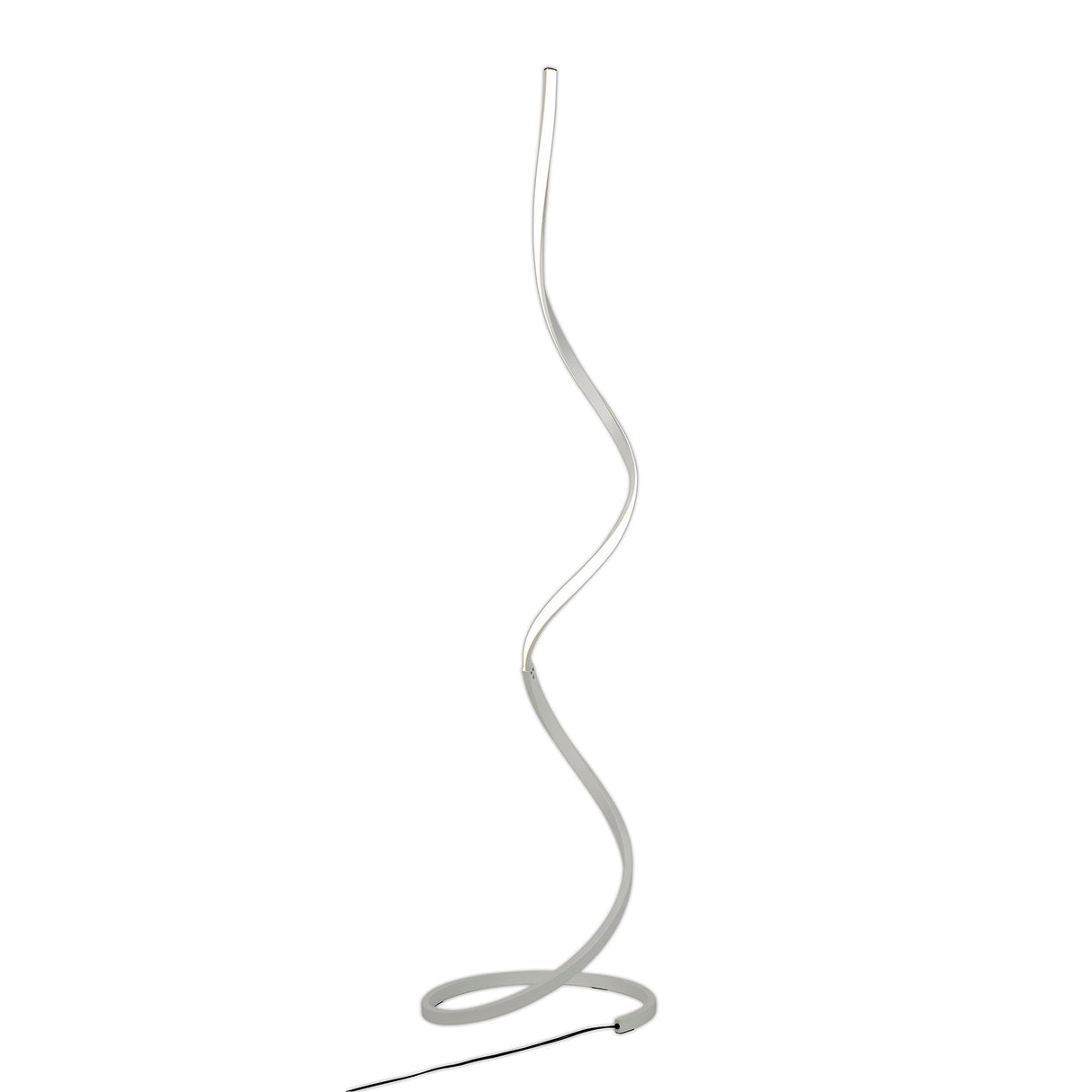 The Nur Blanco XL Dimmable LED Floor Lamp 20W 3000K in white features a minimalist, sculptural spiral design with a slim body and circular base, offering modern style and versatile dimmable LED lighting.