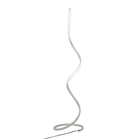 The Nur Blanco XL Dimmable LED Floor Lamp 20W 3000K in white features a minimalist, sculptural spiral design with a slim body and circular base, offering modern style and versatile dimmable LED lighting.