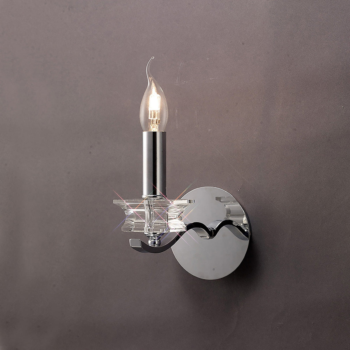 Nydia 1 Light Crystal Wall Light - Polished Chrome