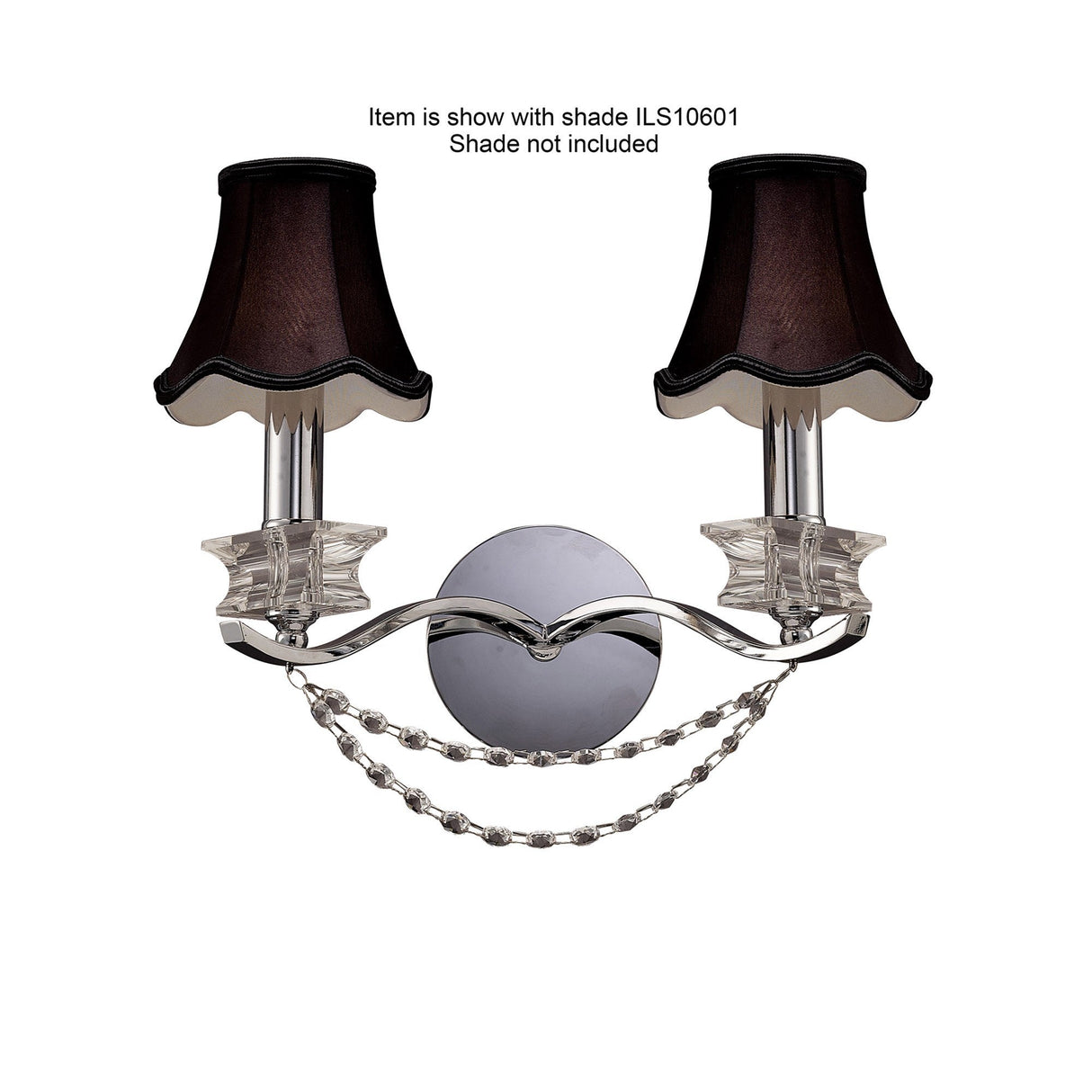Nydia 2 Light Crystal Wall Light - Polished Chrome