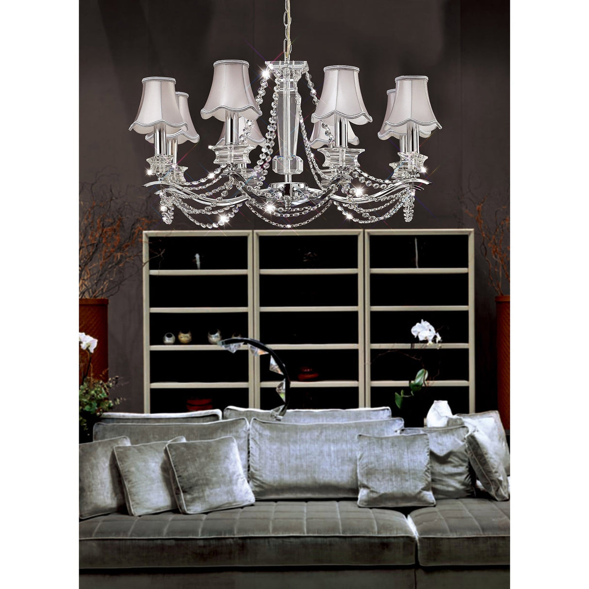 Nydia 75cm 8 Light Crystal Chandelier - Polished Chrome
