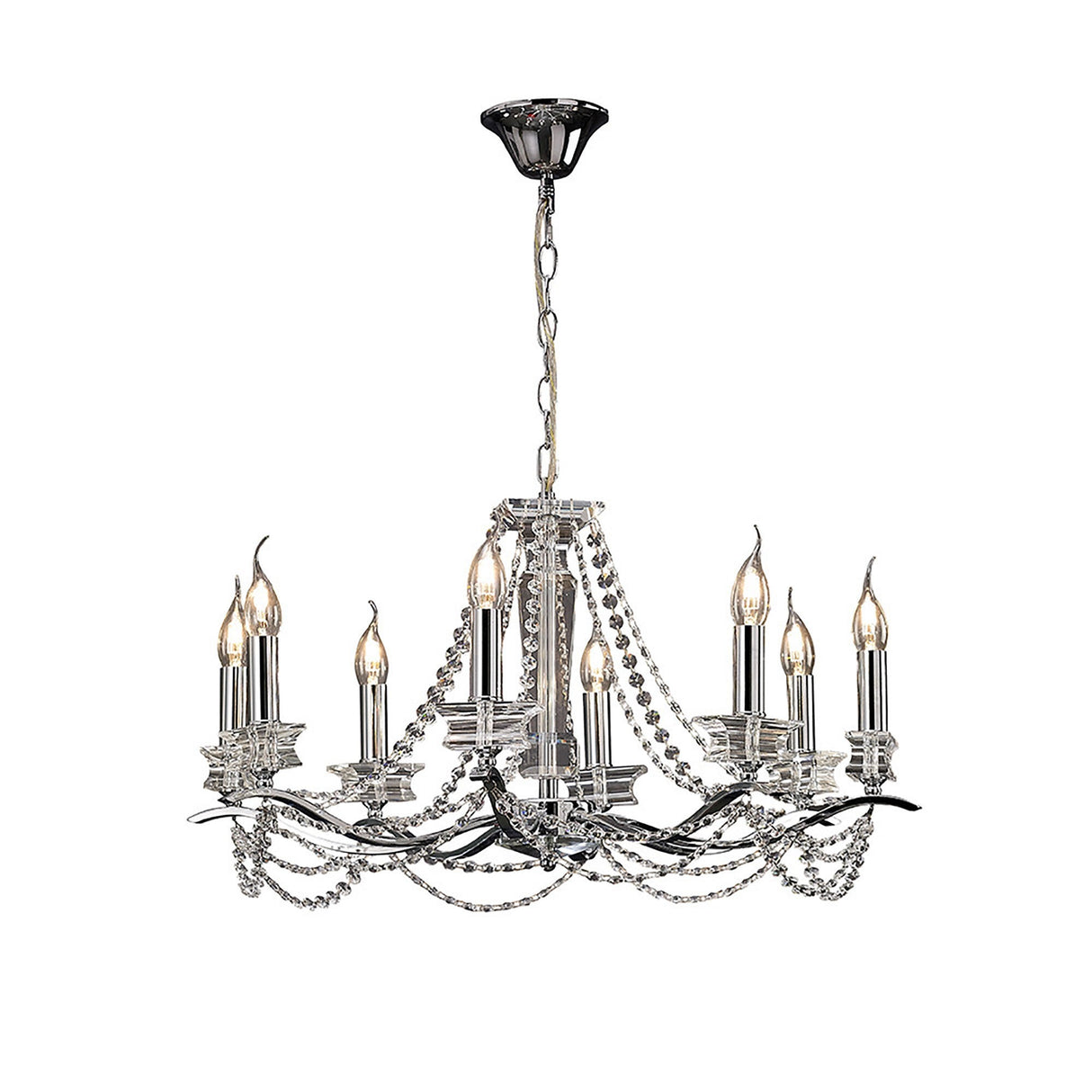 Nydia 75cm 8 Light Crystal Chandelier - Polished Chrome