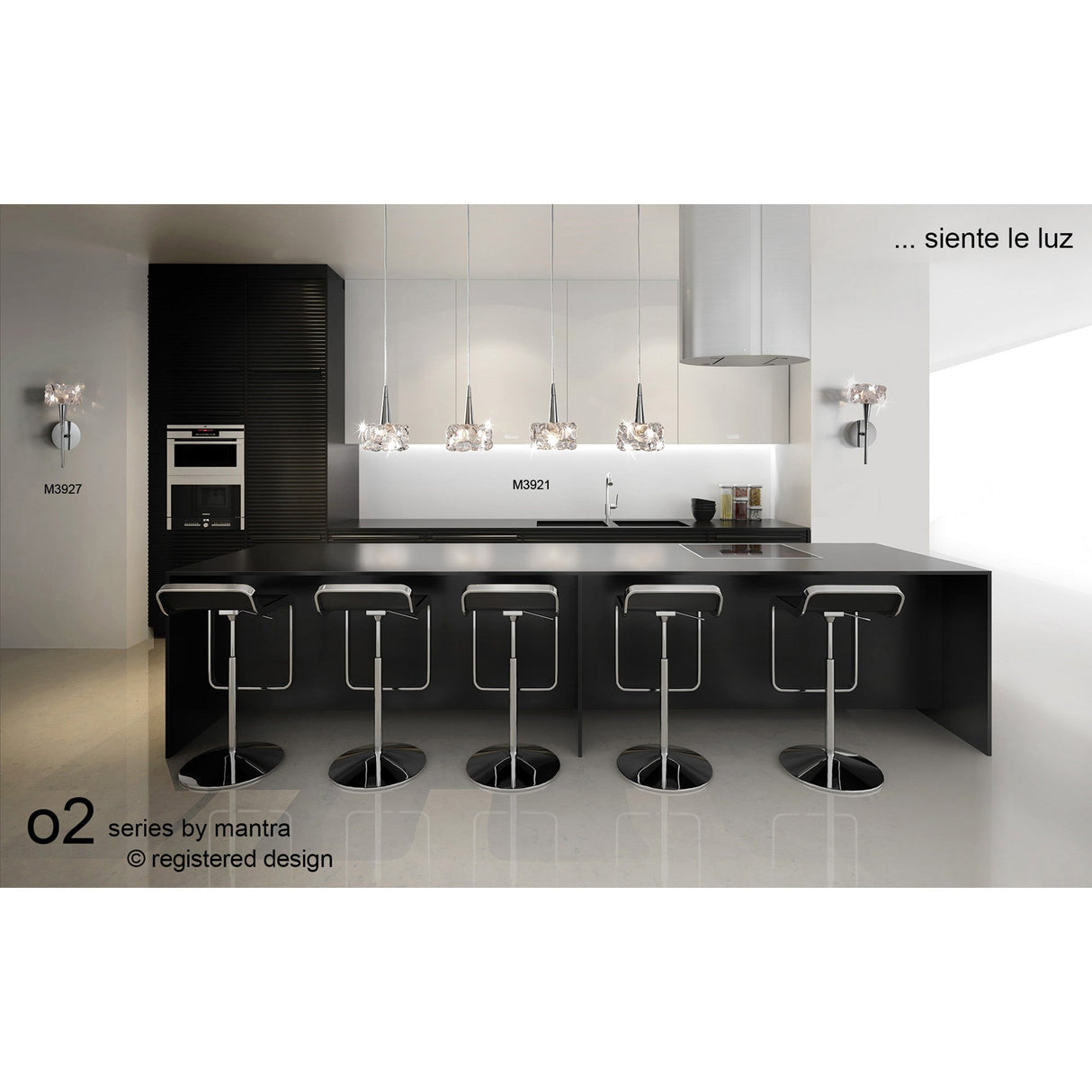 O2 Small 3 Light Bar Pendant Light - Polished Chrome