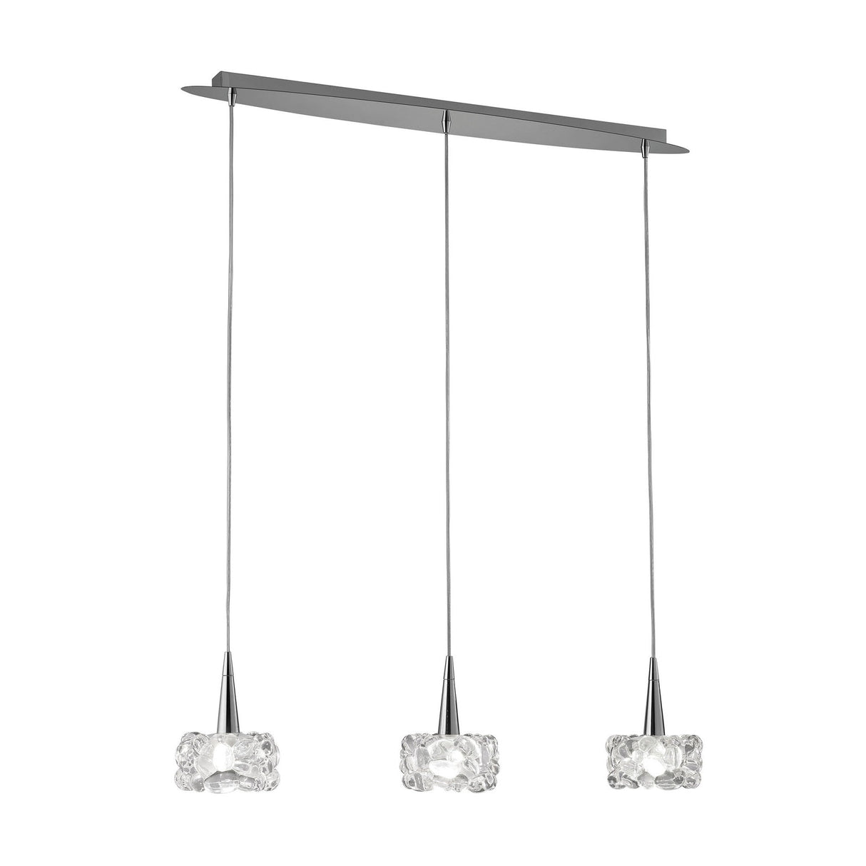 O2 Small 3 Light Bar Pendant Light - Polished Chrome