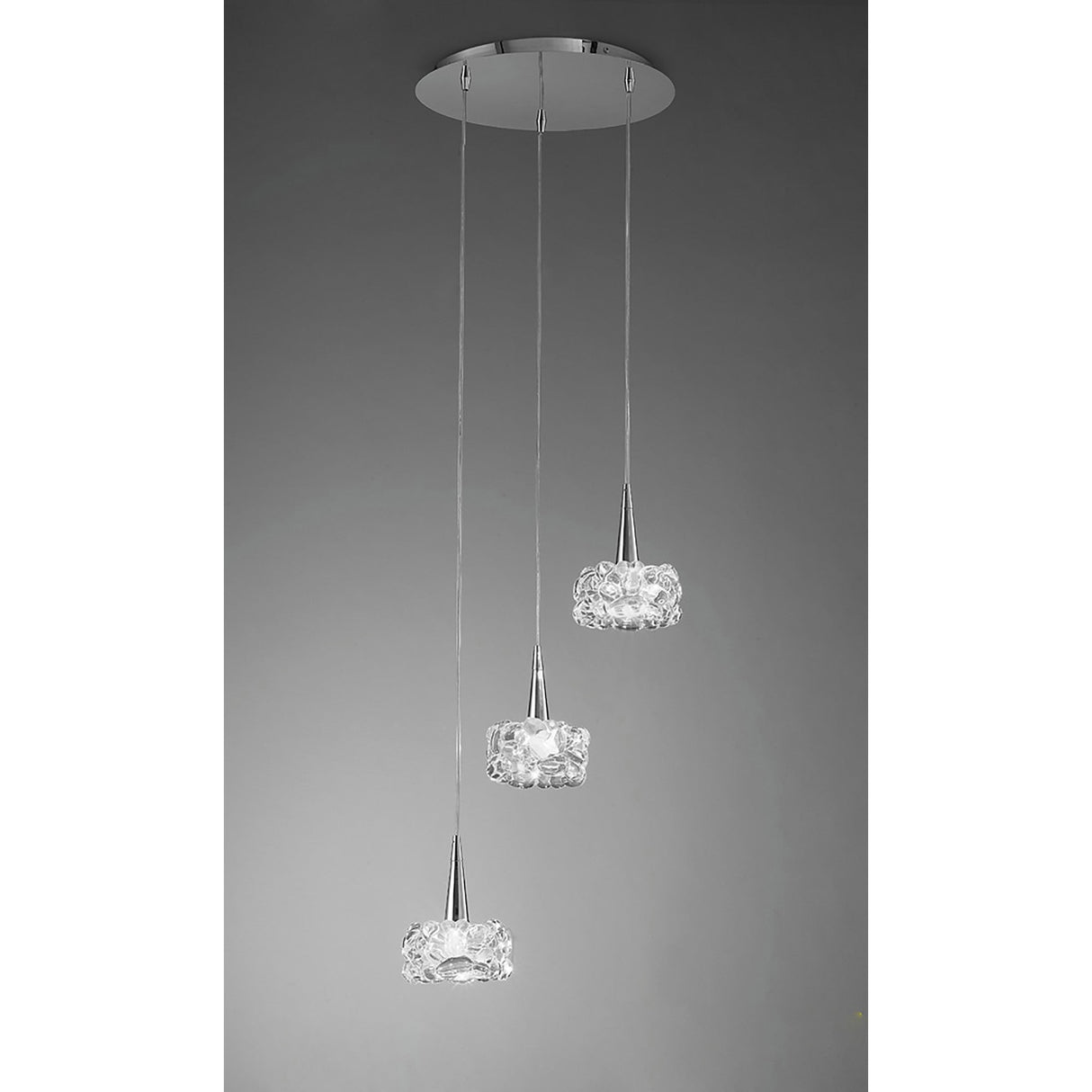 O2 3 Light Cluster Pendant Light - Polished Chrome