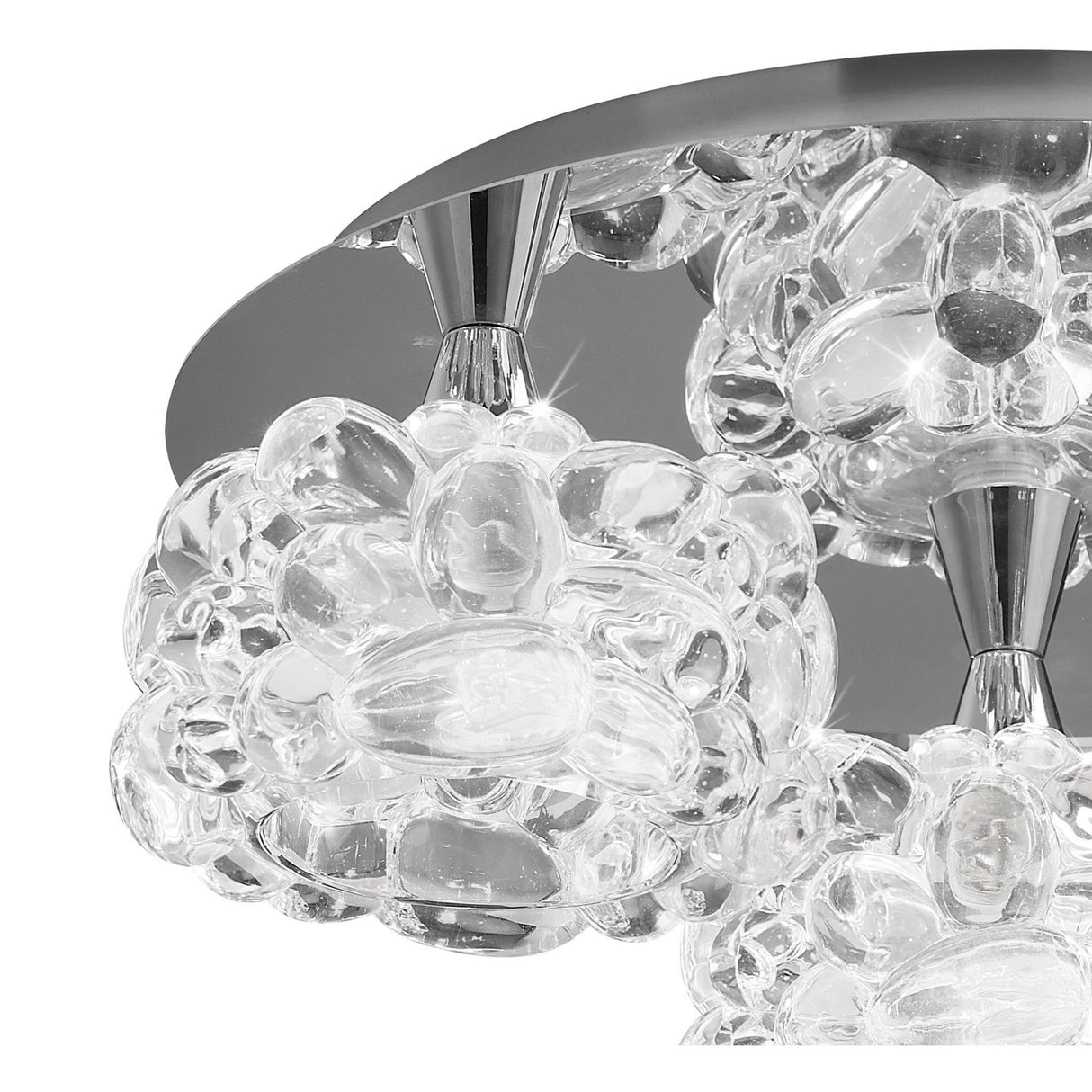 O2 Small 3 Light Semi-Flush Ceiling Light - Polished Chrome