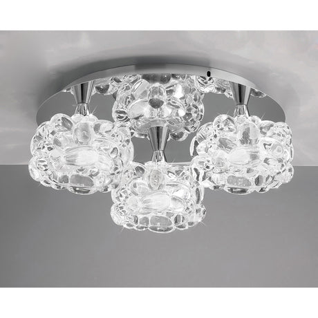 O2 Small 3 Light Semi-Flush Ceiling Light - Polished Chrome