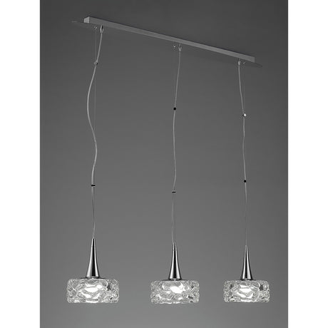 O2 Large 3 Light Bar Pendant Light - Polished Chrome