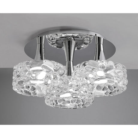 O2 Large 3 Light Semi-Flush Ceiling Light - Polished Chrome