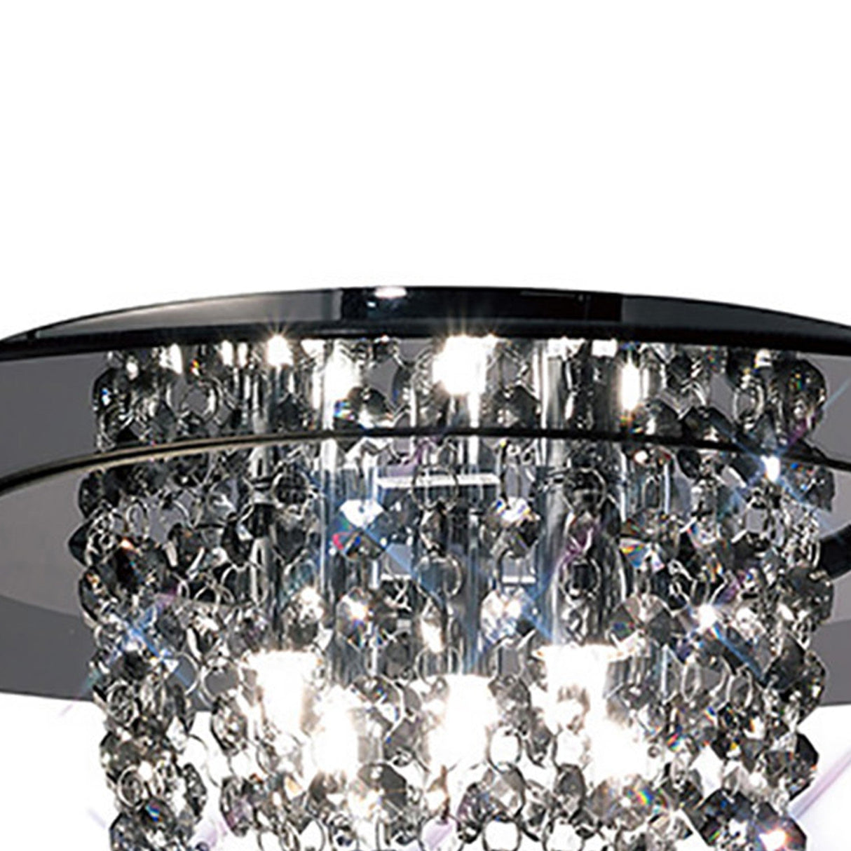 Oberon 5 Light Smoked Crystal Flush Ceiling Light - Polished Chrome