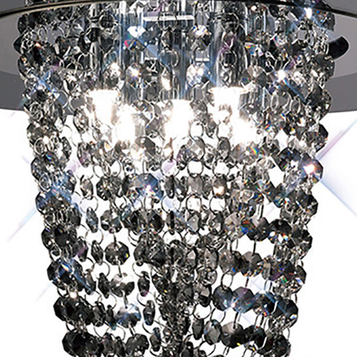 Oberon 5 Light Smoked Crystal Flush Ceiling Light - Polished Chrome