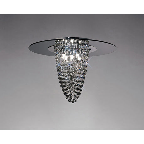Oberon 5 Light Smoked Crystal Flush Ceiling Light - Polished Chrome