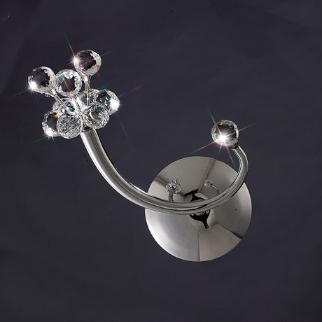 Octavia 1 Light Crystal Right Wall Light With Switch - Chrome