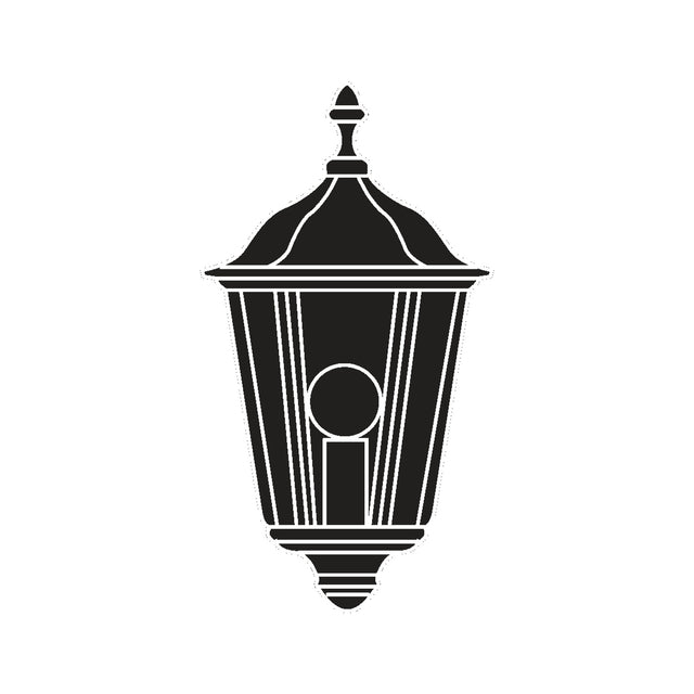 Ogee cast aluminium outdoor half lantern wall light with sensor, black finish, ogee roof with finials above and below, tapered glazed panels, on a plain white background.