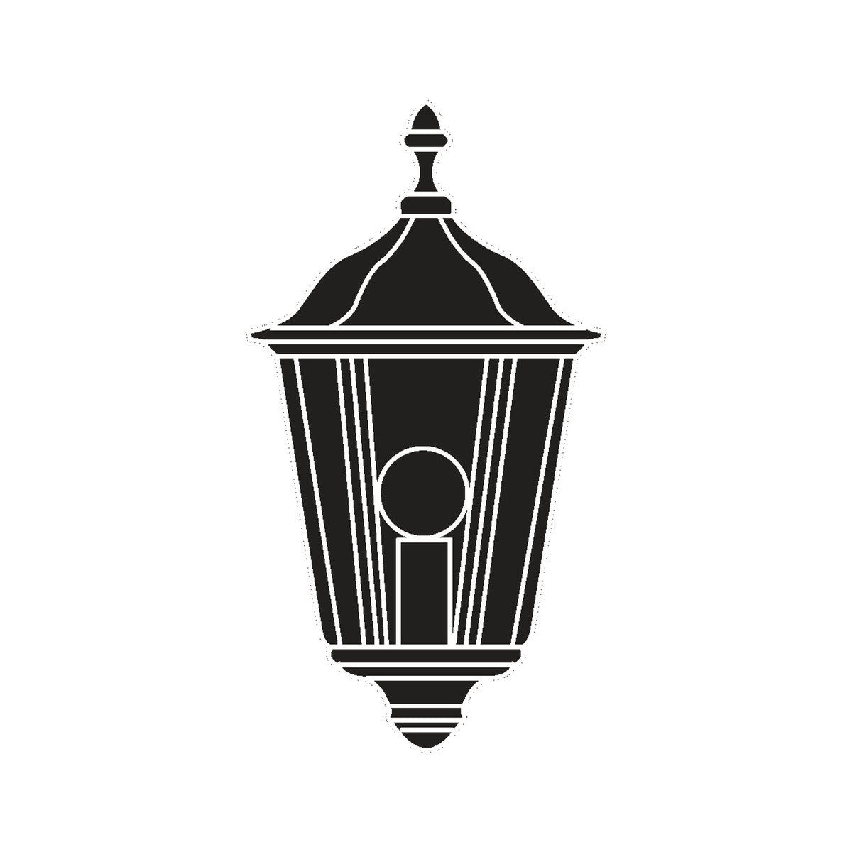 Ogee Copper Top Outdoor Half Lantern Wall Light in black finish, with tapered six-panel body, ogee roof, top and bottom finials, and central glazed panel, shown on a plain white background.
