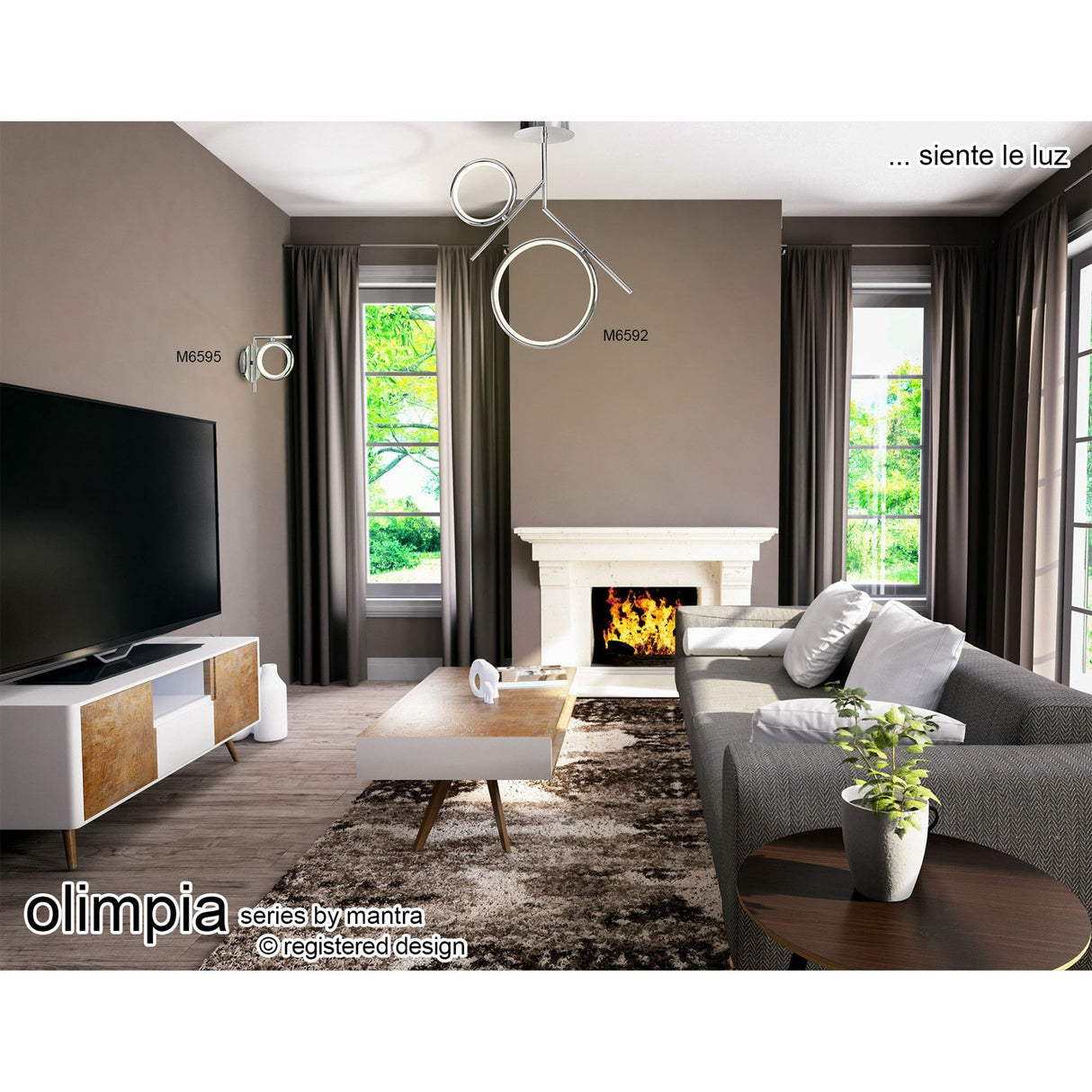 Olimpia LED Semi-Flush Ceiling Light 30W 3000K - Chrome