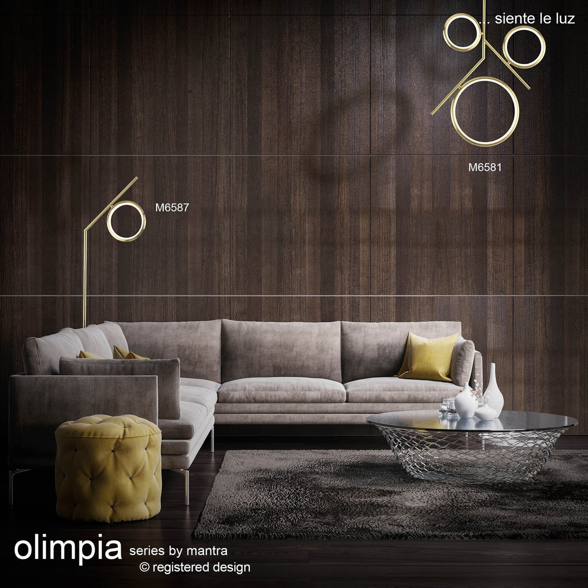 Olimpia LED Semi-Flush Ceiling Light 36W 3000K - Satin Gold