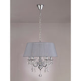 Olivia 50cm 5 Light Crystal Chandelier - Chrome With Grey Shade