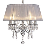 Olivia 50cm 5 Light Crystal Chandelier - Chrome With Grey Shade