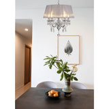Olivia 50cm 5 Light Crystal Chandelier - Chrome With Grey Shade