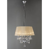 Olivia 50cm 5 Light Crystal Chandelier - Chrome With Ivory Shade