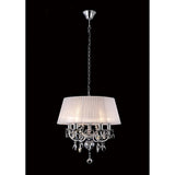 Olivia 50cm 5 Light Crystal Chandelier - Chrome With White Shade